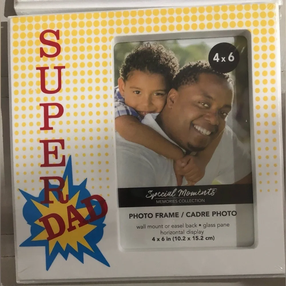 2pack Super Dad & Best Dad 4”x6”‎ Father’s day photo frames new
